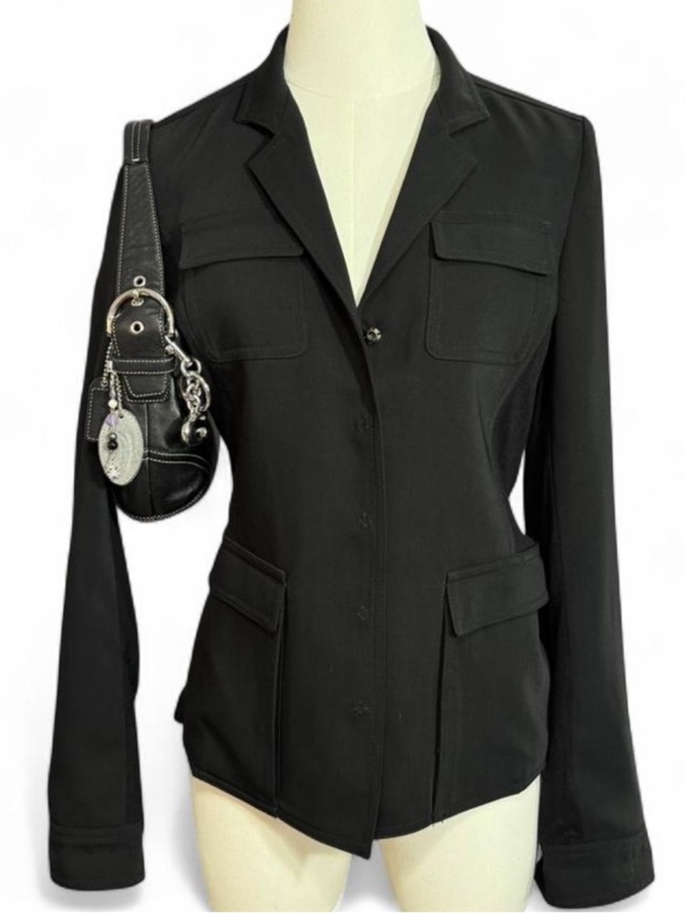 Vintage Y2K Tahari Black Tailored Women's Blazer Jacket office siren 🚨